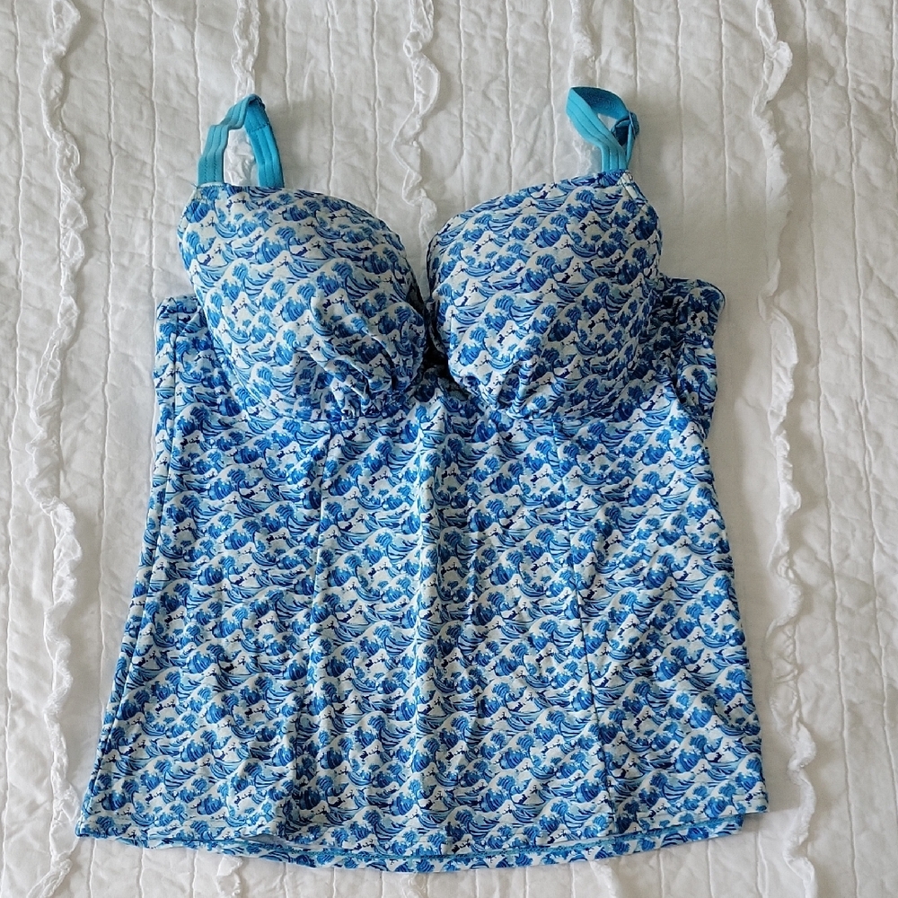 Curvy Kate Riptide Waves Tankini Top 38DDD Built In Underwire Bra Like New